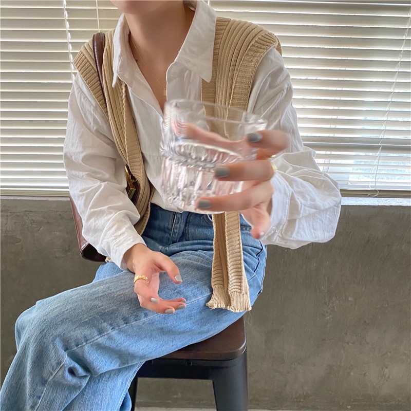 Áo sơ mi SUXI tay dài dáng rộng màu trơn phối khăn choàng có thể tháo rời thời trang xuân thu cho nữ