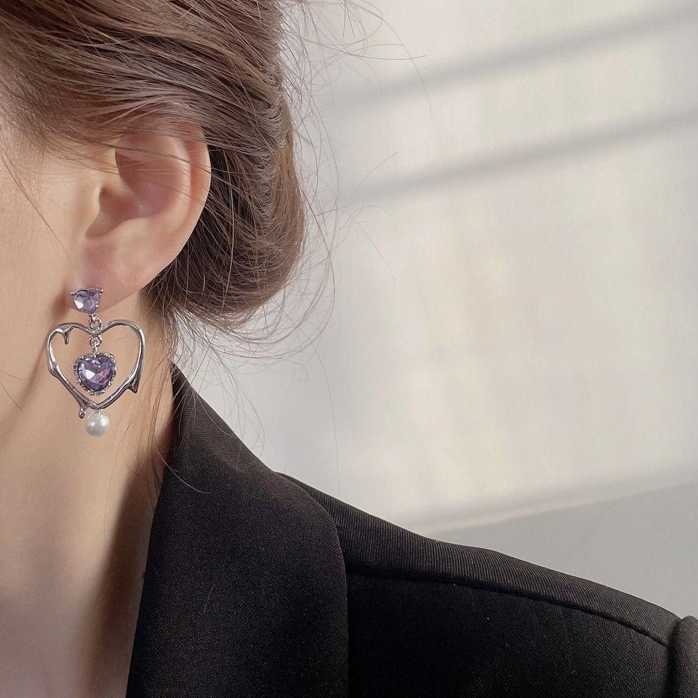 LOMBARD Bông Tai Thời Trang Bằng Hợp Kim Hình Bướm / Mặt Trăng / Trái Tim Phong Cách Hàn Quốc Dành Cho Nữ Y2K