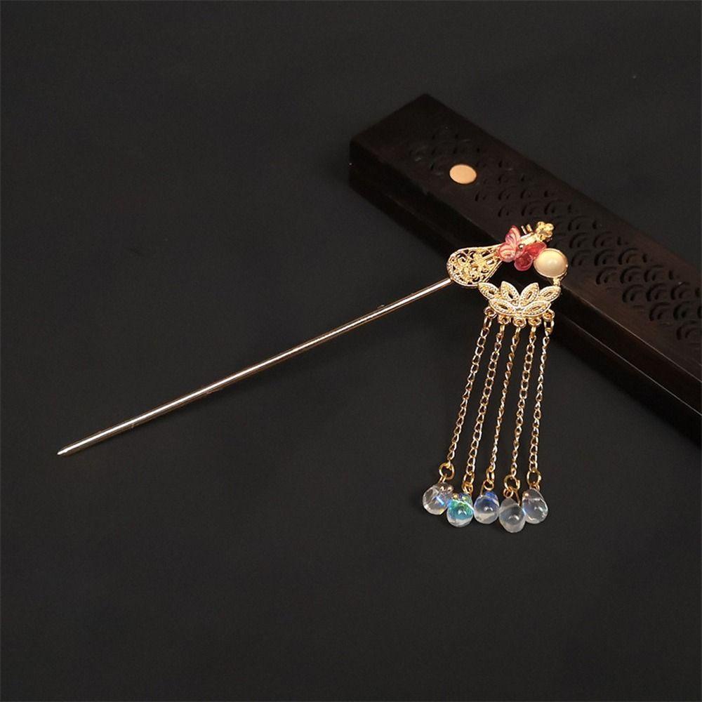 Trâm Cài Tóc Hình Lá Phối Tua Rua Phong Cách Trung Hoa Cổ Điển Cho Nữ