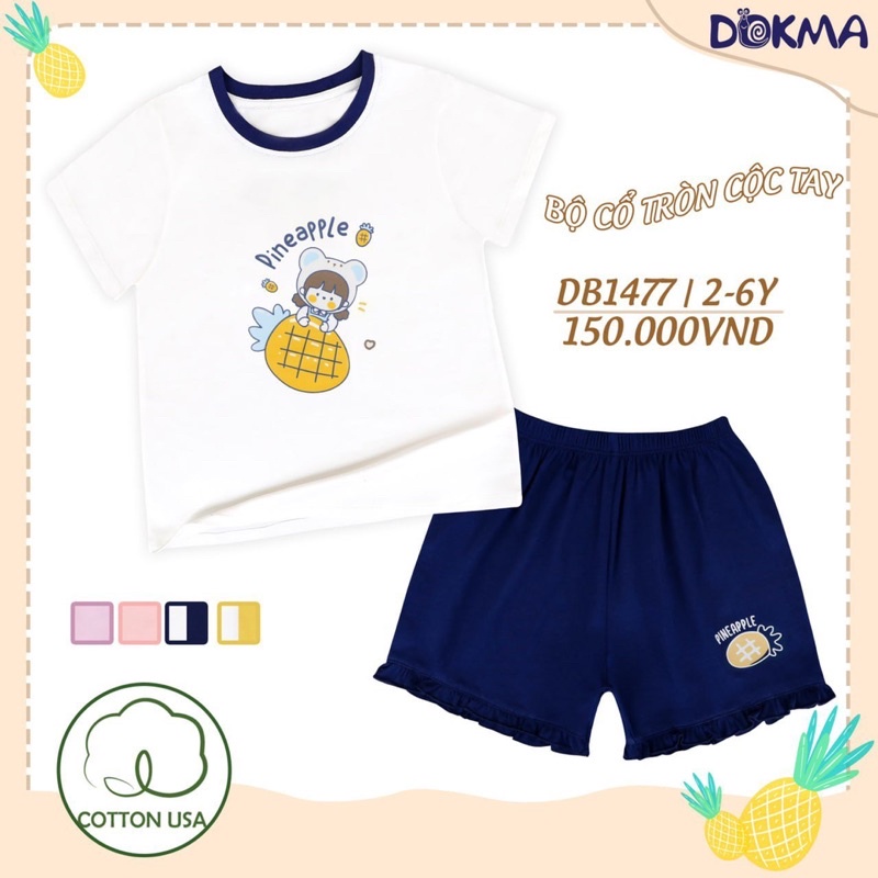 Bộ cộc tay bé gái Dokma (2-6y) DB1477 2023