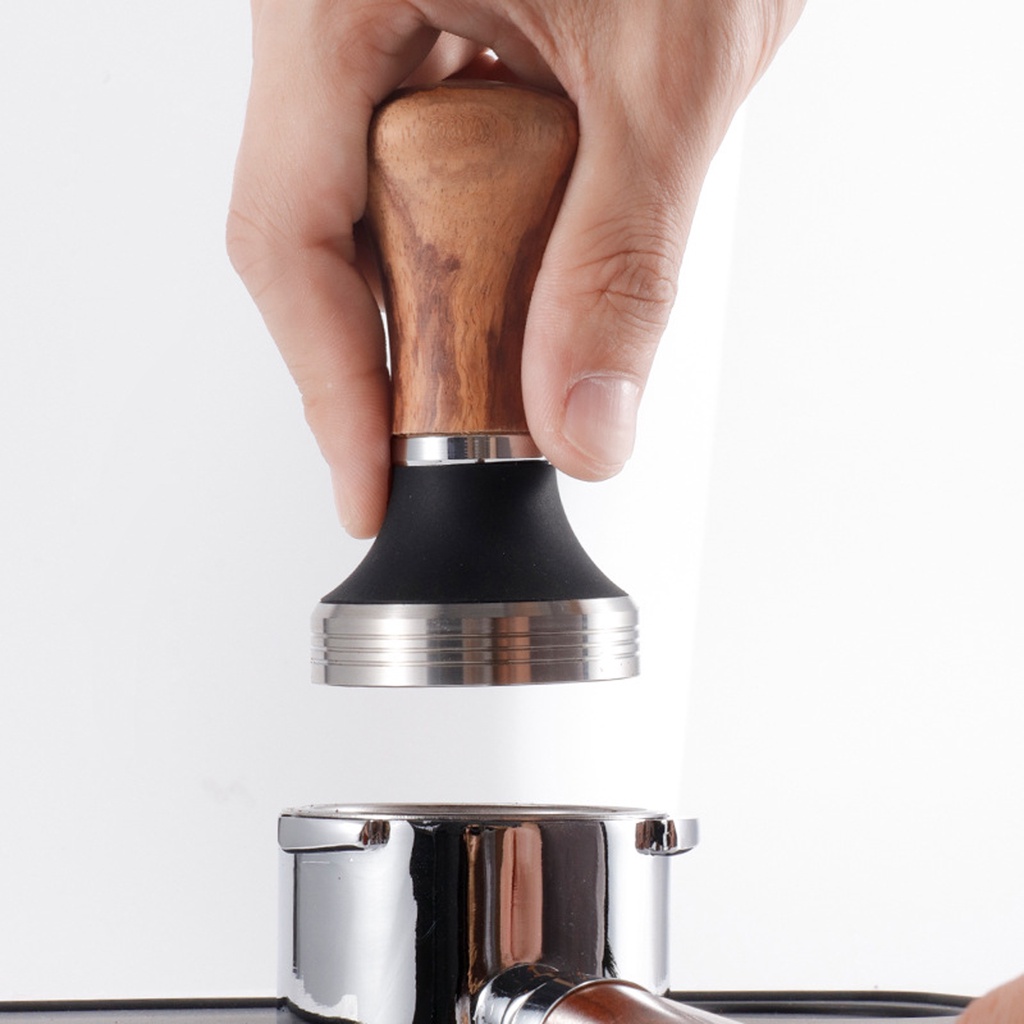 Shamjina 53/58mm Máy ép bột cà phê gỗ đào phổ điền báo chí phẳng bột thiết bị thép không gỉ 304 bột cà phê điền báo chí