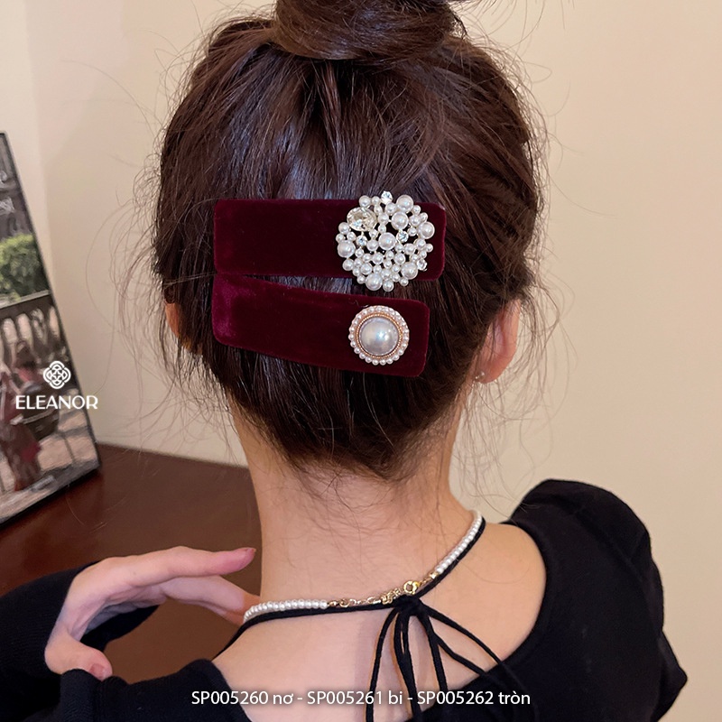 Kẹp tóc nữ Eleanor Accessories hình chữ nhật đính đá ngọc trai nhân tạo phụ kiện tóc 5260