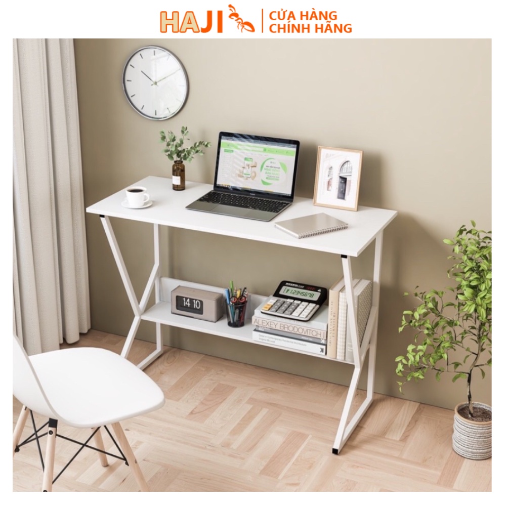 Bàn laptop khung sắt chữ K hiện đạ có kệ lửng tiện dụng thương hiệu HAJI C18