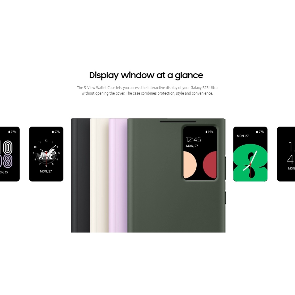 Bao Da Nắp Gập Có Ngăn Đựng Thẻ Màu Đen / Xanh Lá / Oải Hương / Kem Cho Samsung Galaxy S23 Ultra S-view EF-ZS918