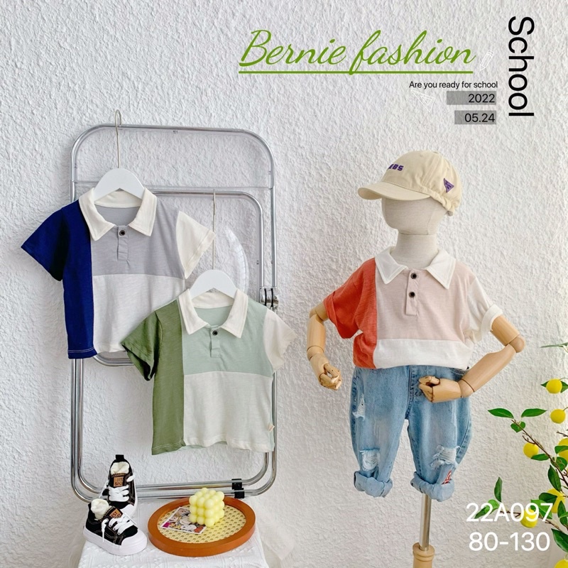 Áo xước bé trai Bernie phối màu cổ đức cho bé từ 8-22kg-22A097