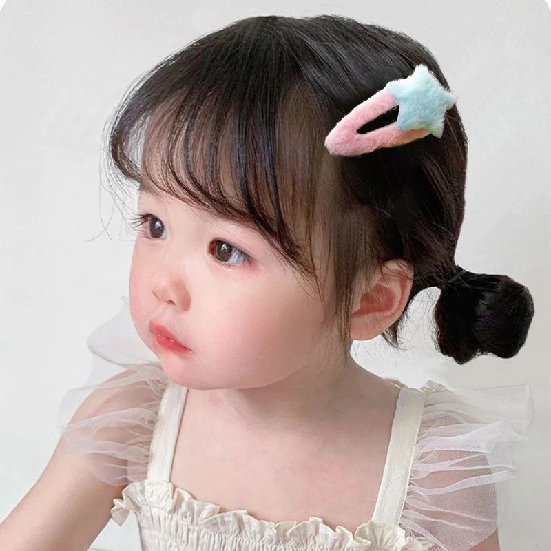 Kẹp Tóc Ngôi Sao Bằng Lông Nhung Dễ Thương Xinh Xắn Dành Cho Bé Gái