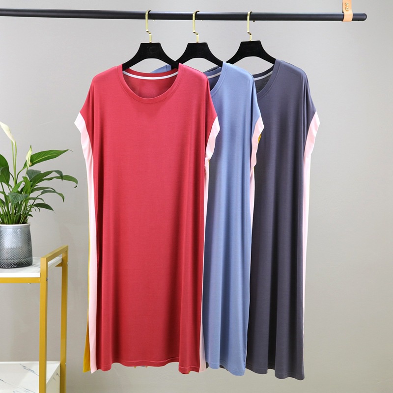 Đầm Ngủ Sát Nách Cổ Tròn Dáng Rộng Màu Trơn Thời Trang Mùa Hè Xinh Xắn Cho Nữ