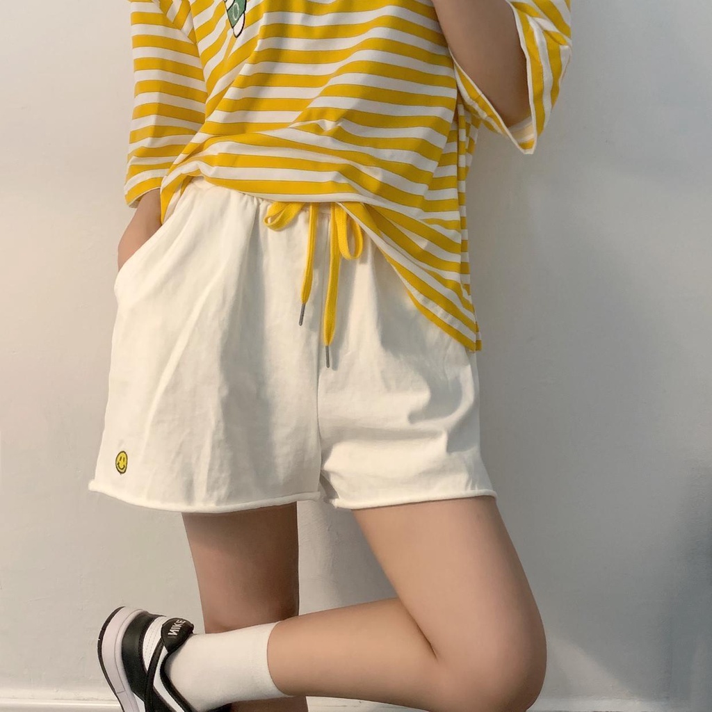 Jiashucheng Klein Quần Short Thể Thao Ống Rộng Lưng Cao Màu Xanh Dương Phong Cách Hàn Quốc Thời Trang Mùa Hè Hàng Mới Dành Cho Bạn Nữ Mặc Ngoài