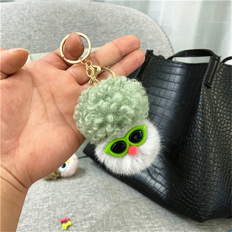 Móc Khóa Bông Xù Dễ Thương Không Cần Khoan Lỗ