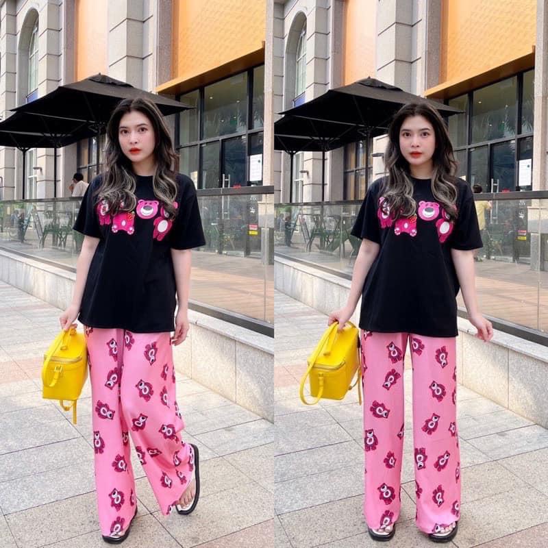 Sét bộ quần xuông GẤU DÂU TÂY co dãn bốn chiều size đến 60kg