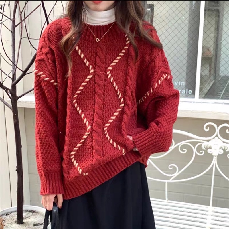 Áo len đỏ vặn thừng Noel siêu hottt