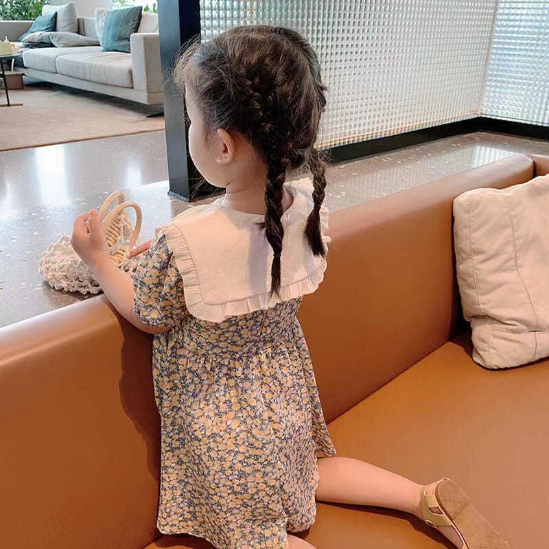 Đầm Công Chúa Họa Tiết Hoa Phong Cách Phương Tây Cho Bé Gái 1-9 Tuổi