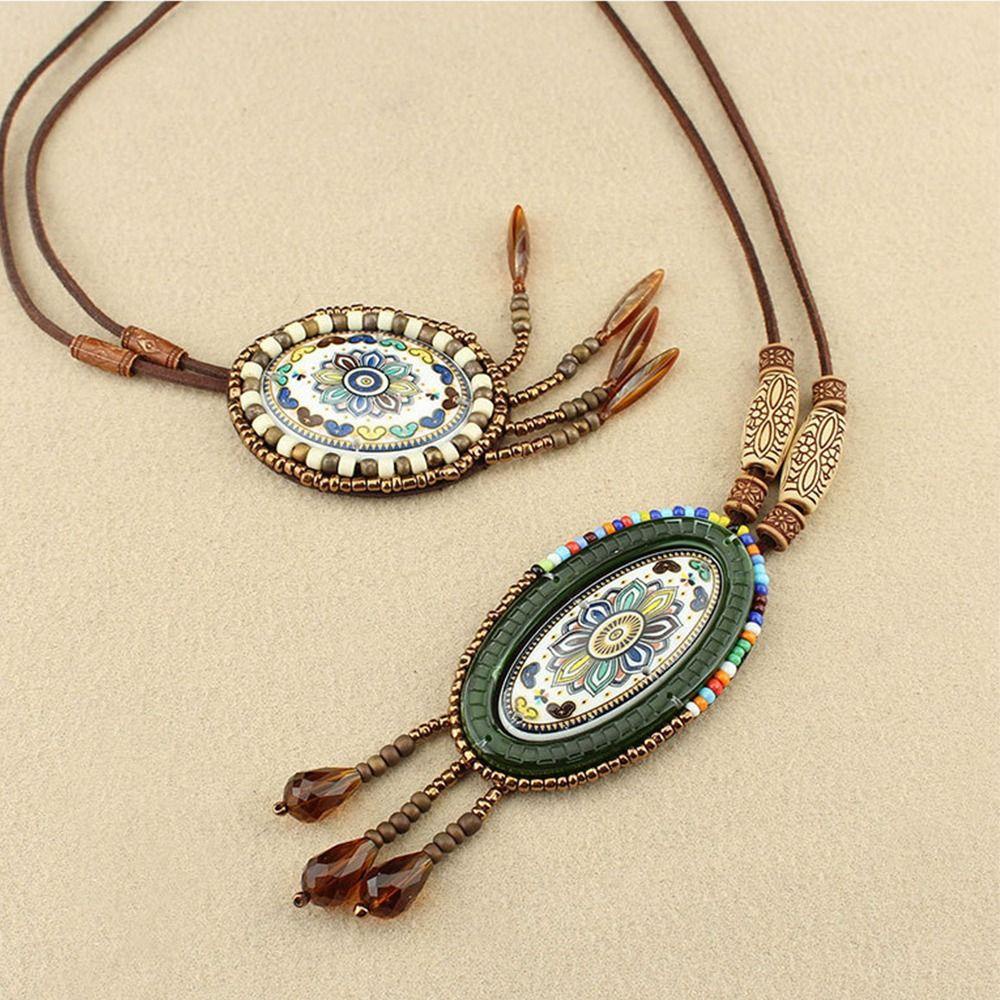 Vòng cổ Dáng Dài Đính Hạt Acrylic Phong Cách Cổ Điển Thời Trang Sang Trọng