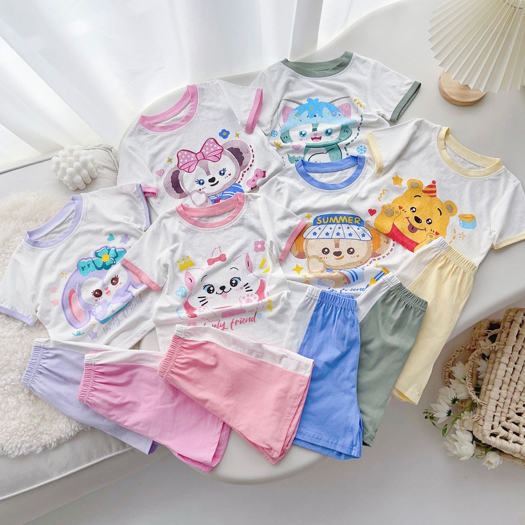 Bộ Đồ Thể Thao Tay Ngắn Vải Cotton Thoáng Khí Thời Trang Mùa Hè 2023 Dễ Thương Cho Bé