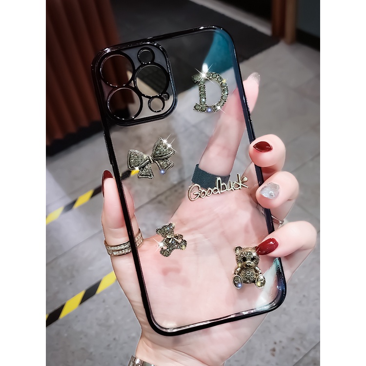 Ốp Điện Thoại Trong Suốt Đính Đá Hình Gấu Cho IPhone 13 14promax 11 12 13 X XR XS Pro Max 6 6S 7 8 Plus
