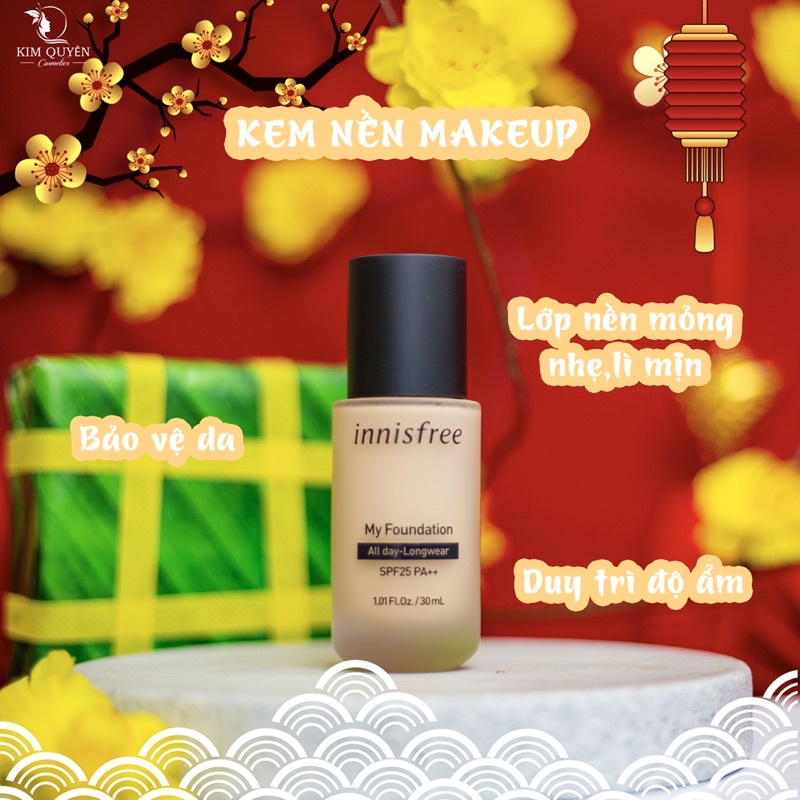 Kem nền trang điểm lâu trôi innisfree My Foundation All day Longwear SPF25 PA++ 30 mL