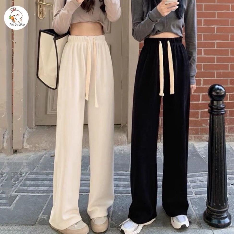 Quần ống rộng nữ, quần len tăm cạp chun xịn đẹp, chất tăm dày dặn anhphuong9517