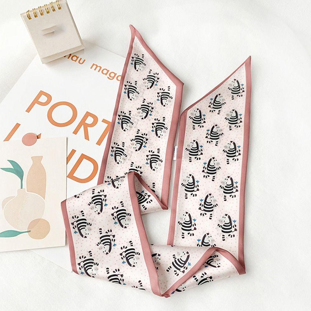 LOMBARD Khăn Choàng Cổ Dài Bằng Lụa Satin In Họa Tiết Hoa / Da Báo / Động Vật Dễ Phối Đồ