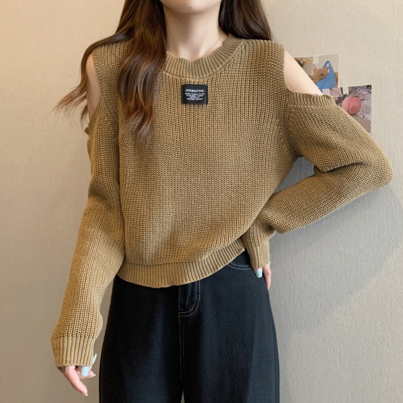 Áo Dệt Kim Cổ Thuyền Rộng Lệch Vai Mới