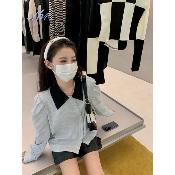 Hhjdxd2022 Áo Sơ Mi Dài Tay Dáng Rộng Phong Cách Preppy Pháp Thời Trang Mùa Thu Cho Nữ