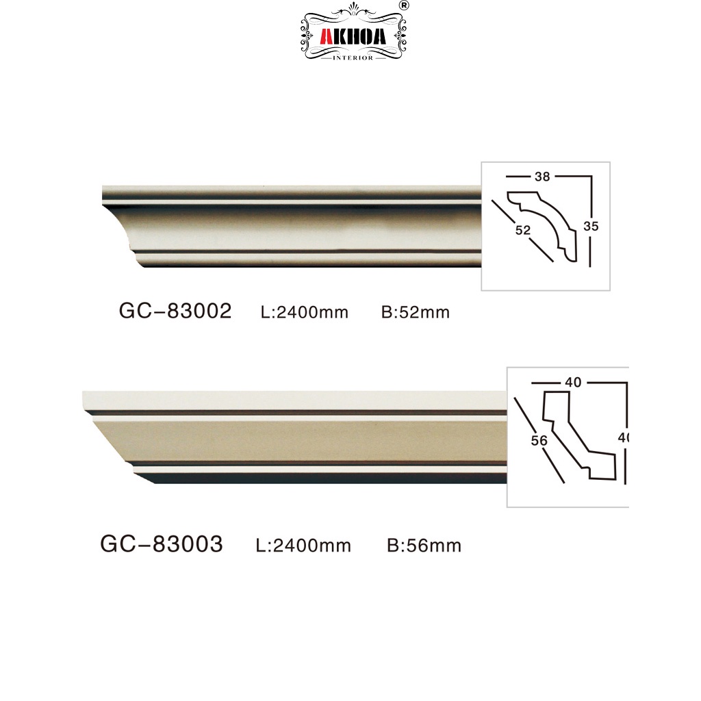 Phào PU cổ trần trơn AKHOA, kích thước cắt 2x1m2, chất liệu PU an toàn, combo keo AKhoa bond mã GC-8