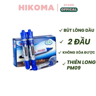 Bút lông dầu thiên long 2 đầu màu xanh/ đen /đỏ - pm 09-không xóa được - hikoma store