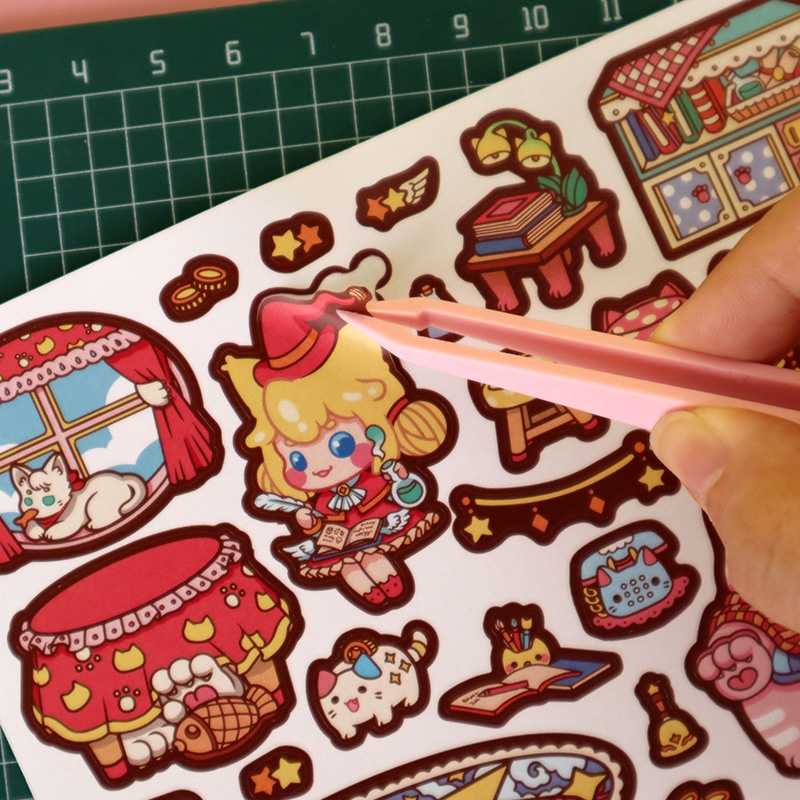 Bộ sticker hoạt hình dán ghép phong cảnh