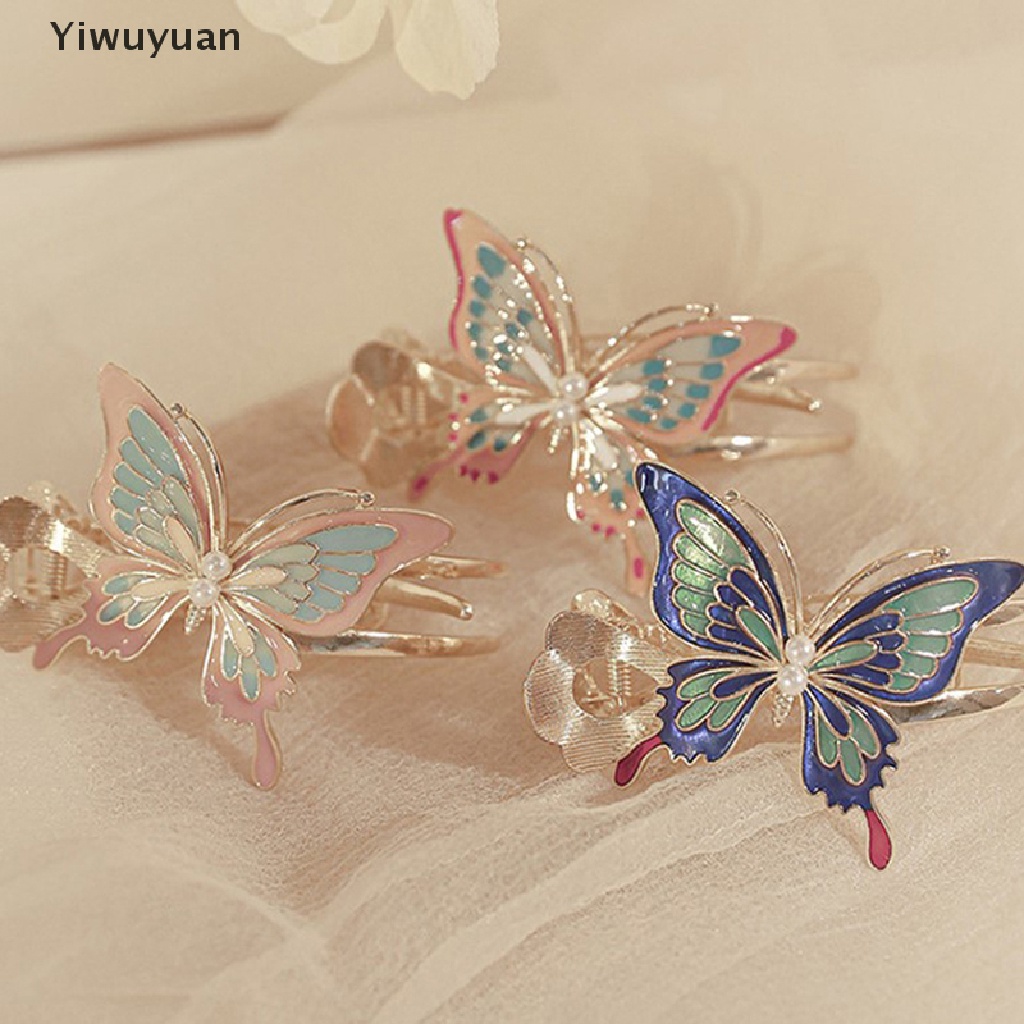 < Yiwuyuan > Kẹp Tóc Đuôi Ngựa Họa Tiết Bướm Sơn Trung Quốc Cổ Điển Phụ Kiện Tóc Đuôi Ngựa Cao Cho Nữ