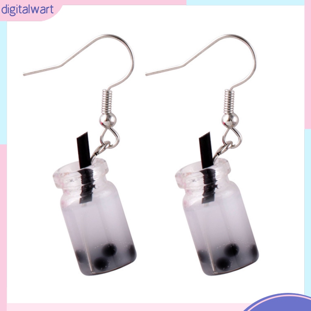 1 Đôi Bông Tai Móc Hình Ly Trà Sữa Thủy Tinh Không Gây Dị Ứng Dễ Thương Thời Trang Cho Nữ