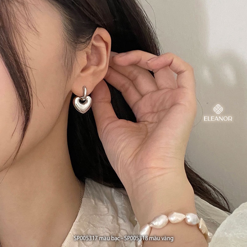 Bông tai nữ Eleanor Accessories mặt hình trái tim phụ kiện trang sức basic 5317