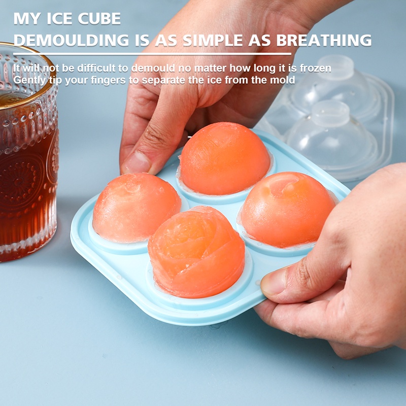 Khuôn Silicone Làm Đá Viên 4 Lỗ Hình Hoa Hồng Có Thể Tái Sử Dụng