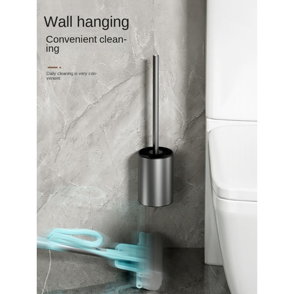 Bộ Bàn Chải Chà Toilet Bằng Thép Không Gỉ Kèm Giá Đỡ Tiện Dụng