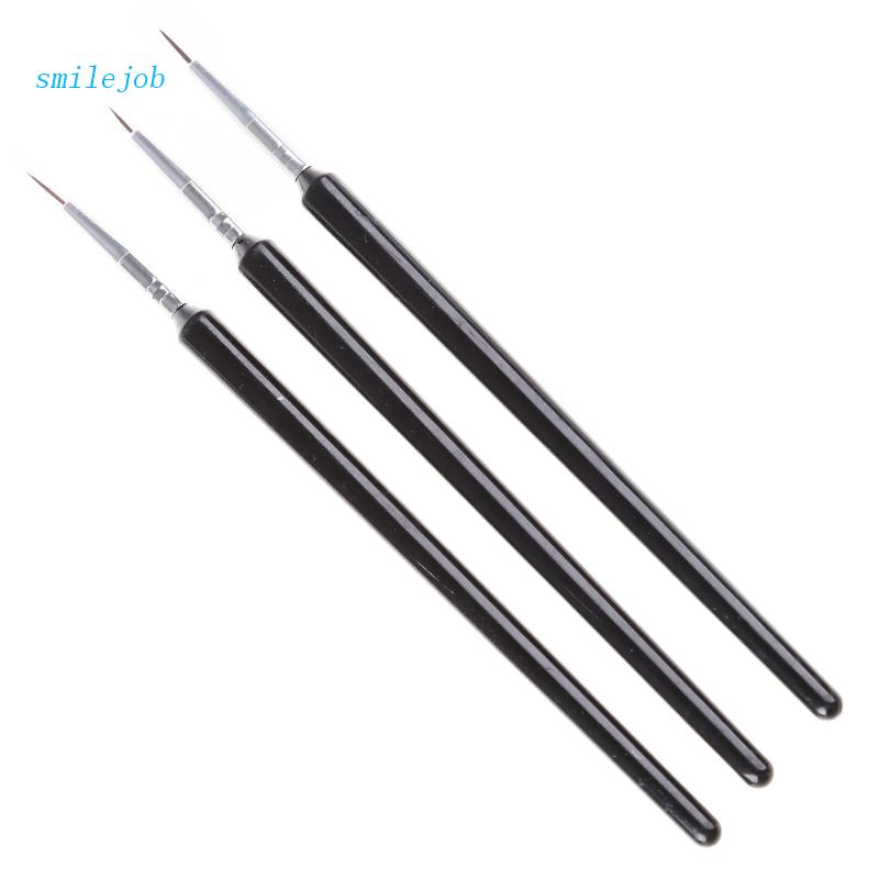 Gói 3 Cọ Vẽ Móng Tay Có Thể Tái Sử Dụng Với Đường Kẻ Dài Thiết Kế Đẹp