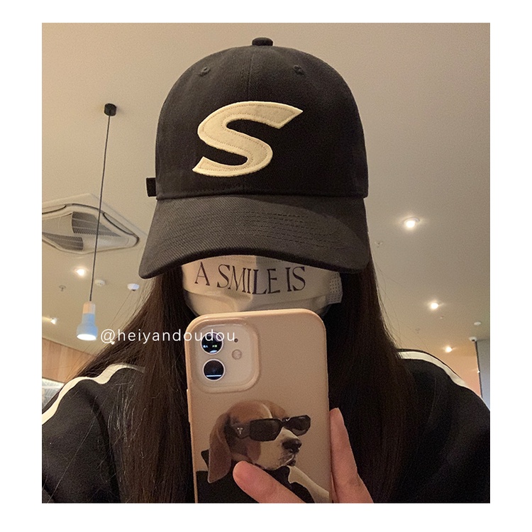 Mũ Lưỡi Trai Màu Đen Thêu Chữ S Phong Cách Thời Trang Dành Cho Nam Và Nữ