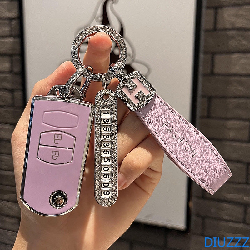 Dây Đeo Bằng Da Không Cần Khoan Lỗ Vỏ Bảo Vệ Chìa Khóa Xe Hơi Mazda 2 3 6 Atenza Axela Demio CX-5 CX5 CX-3 CX7 CX-9 2015 2016 2017 2018 2019