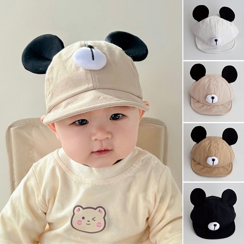 Mũ Lưỡi Trai Viền Mềm Chống Nắng In Hình Gấu Tai To Dễ Thương Phong Cách Hàn Quốc Cho Bé Sơ Sinh