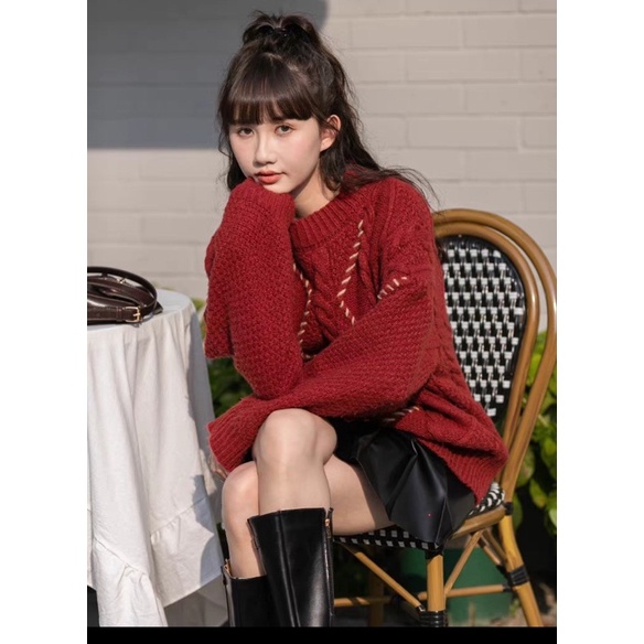 Áo len đỏ vặn thừng Noel siêu hottt