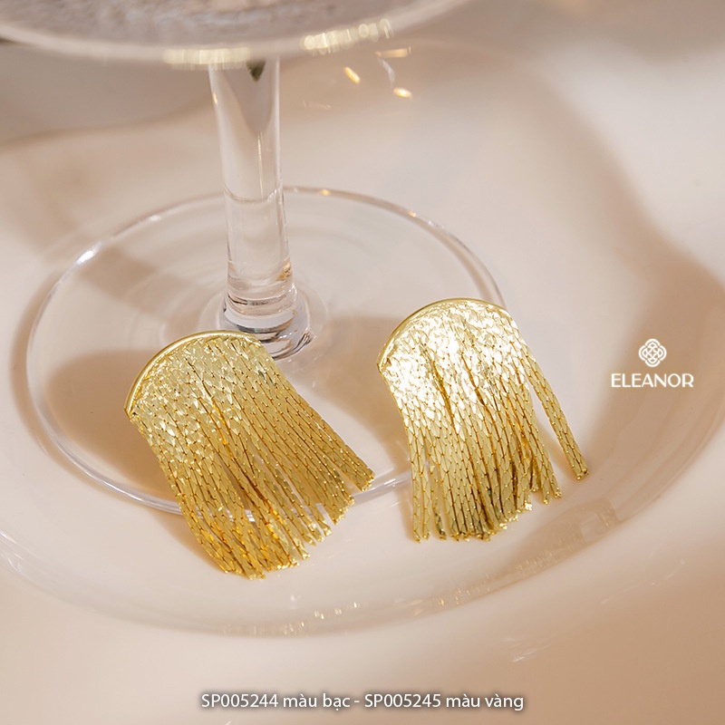 Bông tai nữ chuôi bạc 925 Eleanor Accessories dáng dài tua rua phụ kiện trang sức 5244