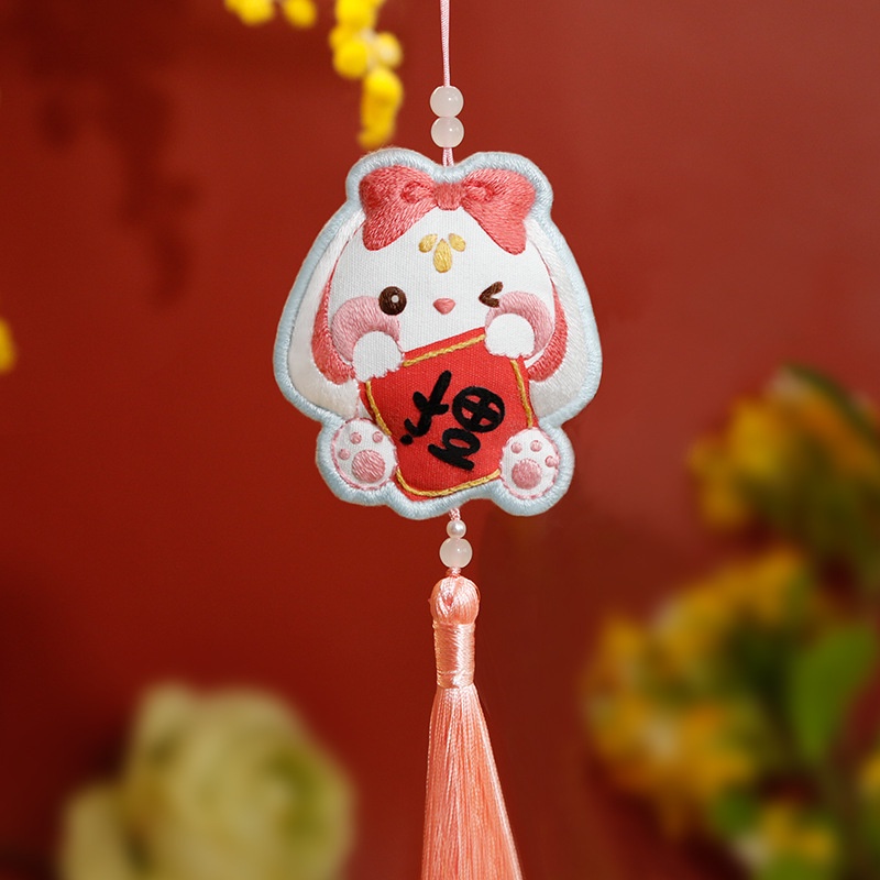 Túi Thơm Treo Xe Hơi Diy Thêu Hình Chú Thỏ Xinh Xắn