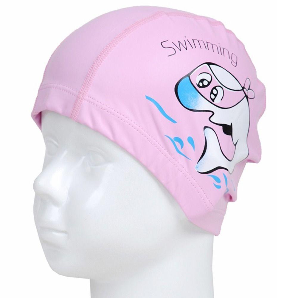 MUVAKO Mũ Bơi Da Pu Co Giãn Thiết Kế Xếp Ly Thời Trang Thể Thao Cho Bé
