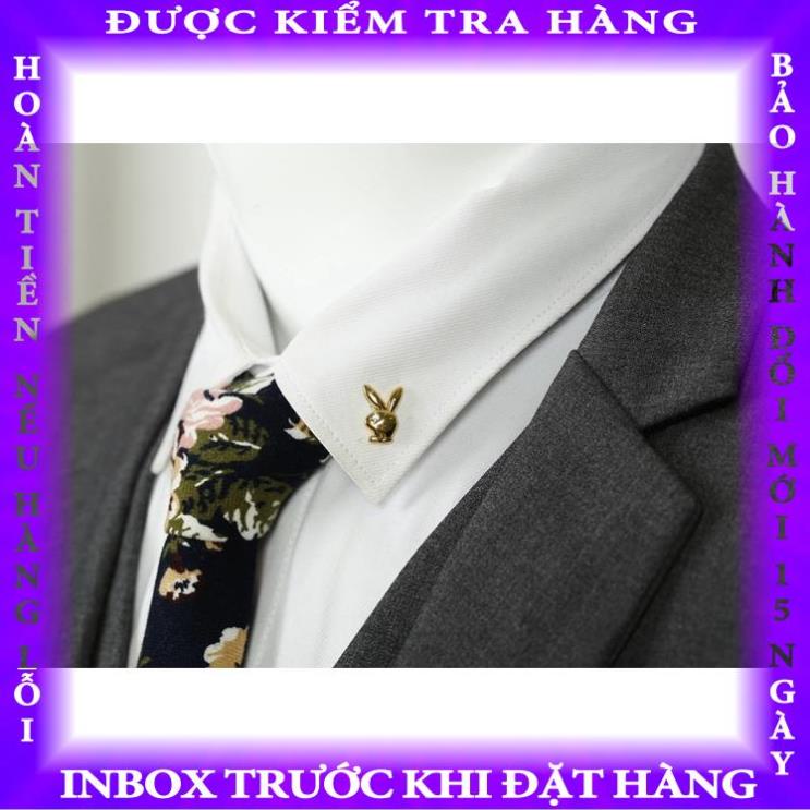 Ghim cài áo Vest Nam, cài cổ áo sơ mi Nam kích thước mini hình thỏ Playboy letuan