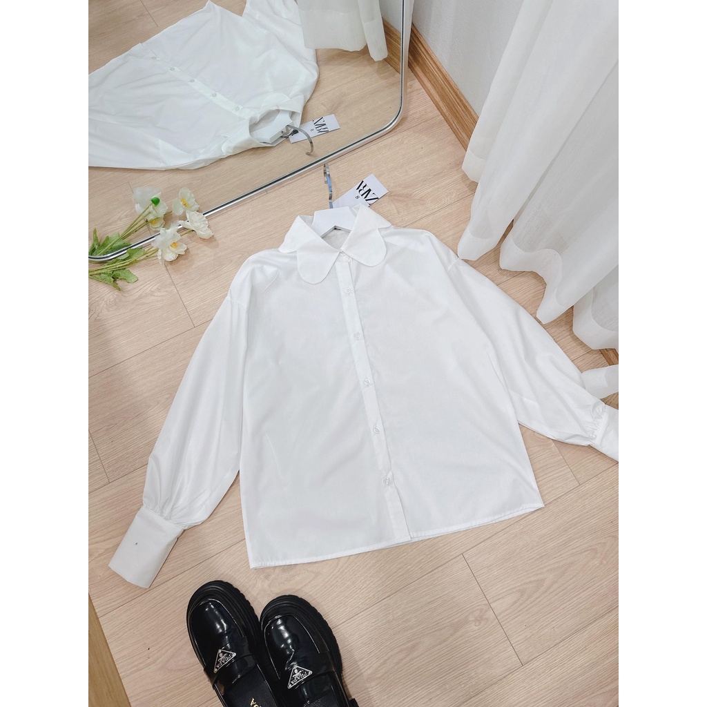 ✨BÁN SỈ✨Áo sơ mi trắng cổ hoa dài tay