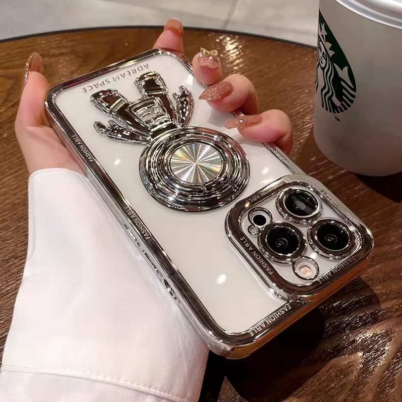 Ốp Điện Thoại Họa Tiết Phi Hành Gia Hoạt Hình Gắn Giá Đỡ Cho iPhone 14 13 12 11 Pro Max