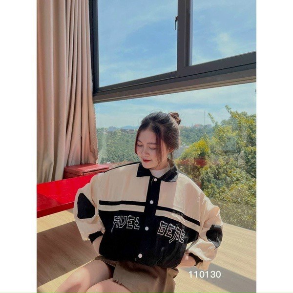 Áo Khoát Da Lộn, Áo Kiểu Croptop Phối Màu Thiết Kế Cổ Bẻ Siêu Xinh