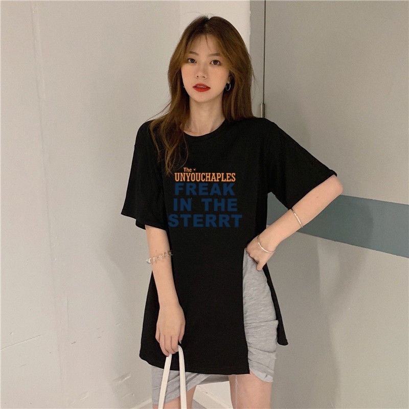 Áo thun LOCO FISH ngắn tay xẻ tà phong cách trẻ trung cá tính dành cho nữ