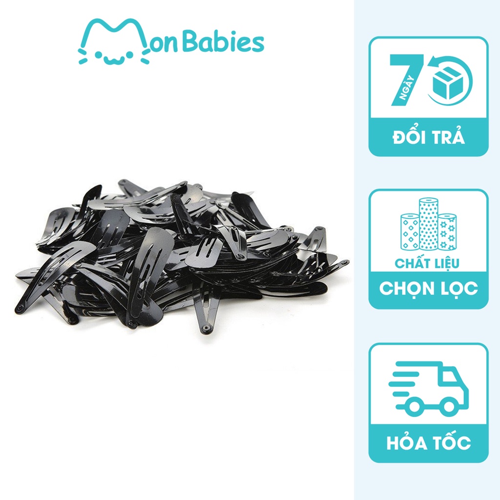 Set Kẹp Tóc MonBabies Kim Loại Màu Đen 5cm KL1
