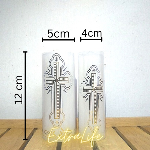 Nến trụ trắng hình Thánh giá cao 12 cm - Cam kết không mùi không khói