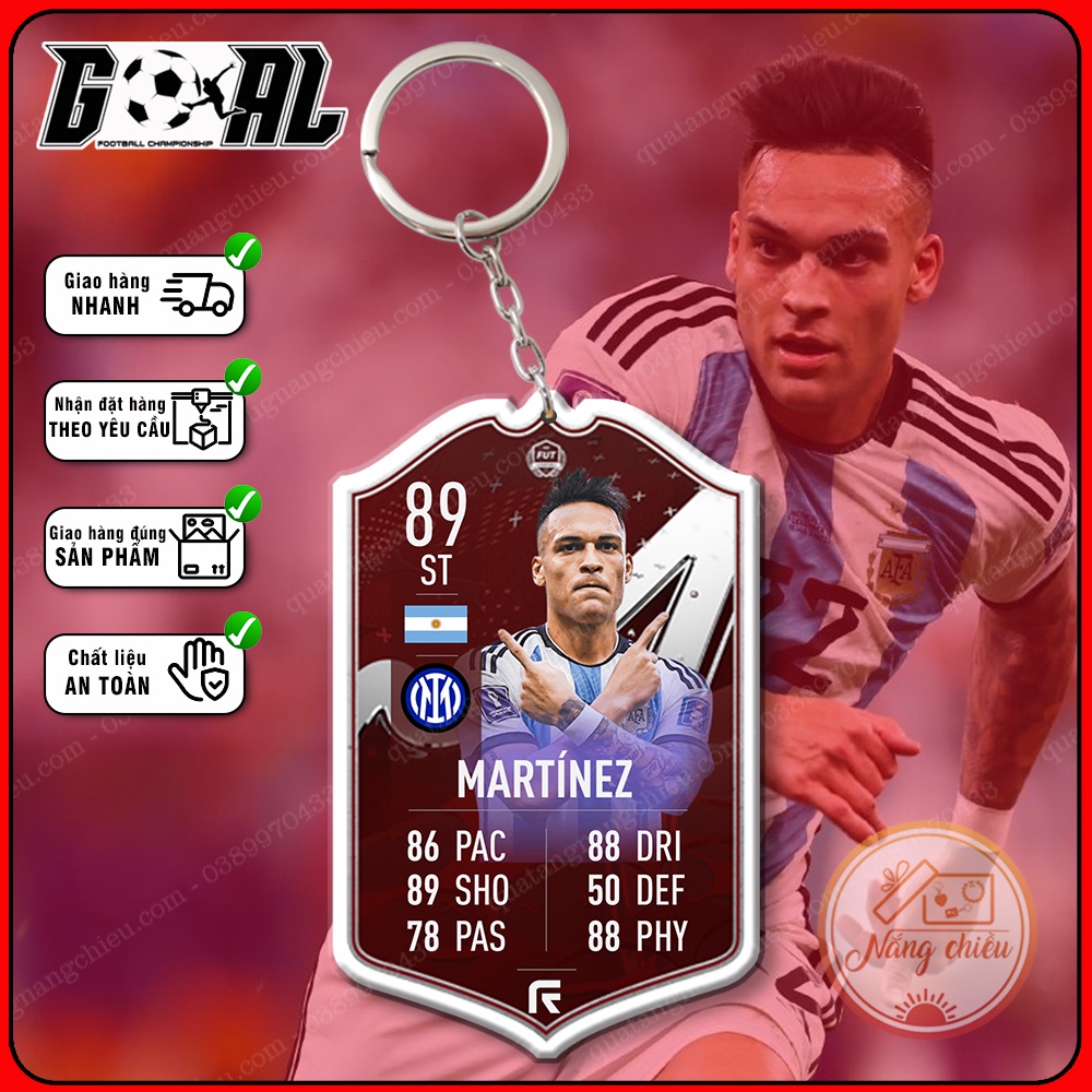 Thẻ Icon bóng đá huyền thoại - móc khóa cầu thủ Lautaro Martinez- Clb Inter Milan[8801-8812]