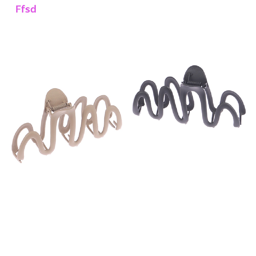 {Ffsd} Kẹp Tóc Càng Cua Thiết Kế Kiểu Hình Học Gợn Sóng Màu Đục Đặc Biệt Cho Nữ *