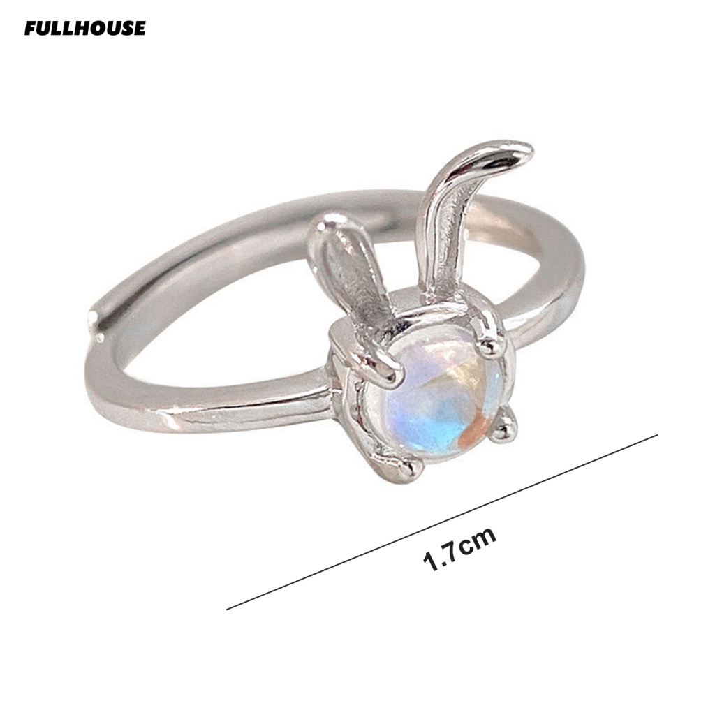 Nhẫn Đính Đá Mặt Trăng Nhân Tạo Hình Thỏ Dễ Thương Thanh Lịch Dành Cho Nữ